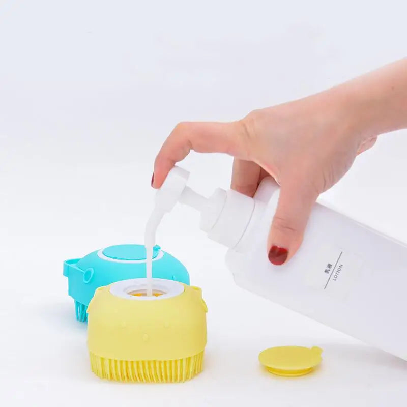 Esponja De Silicone Para Banho Com Dispenser Shampoo