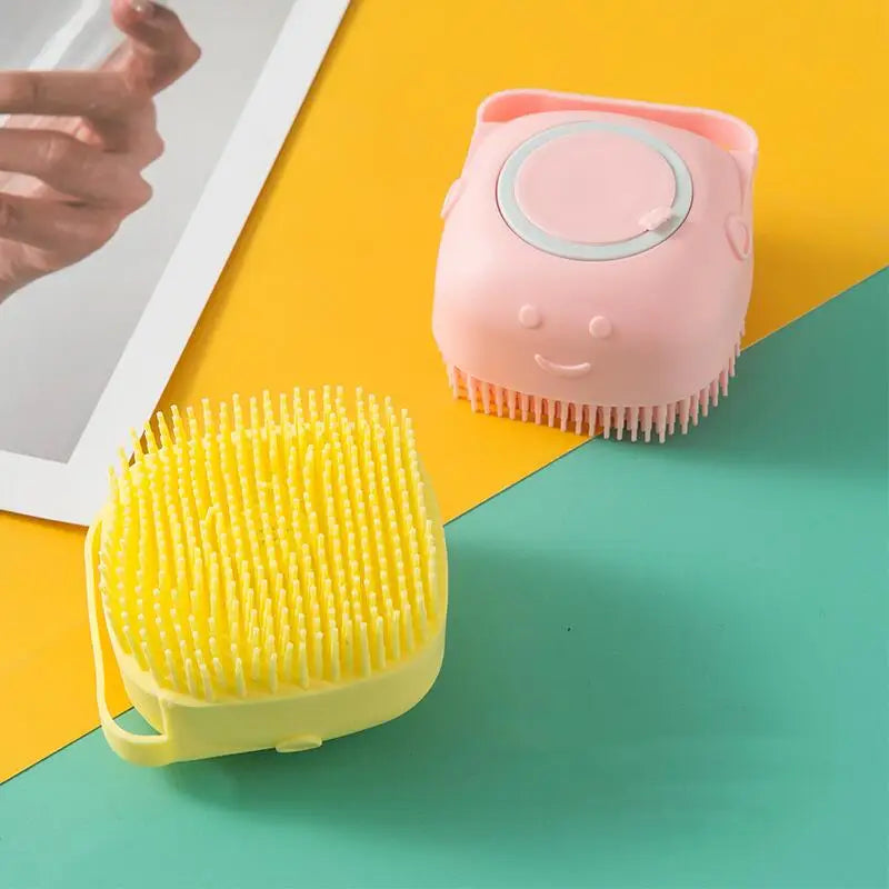 Esponja De Silicone Para Banho Com Dispenser Shampoo